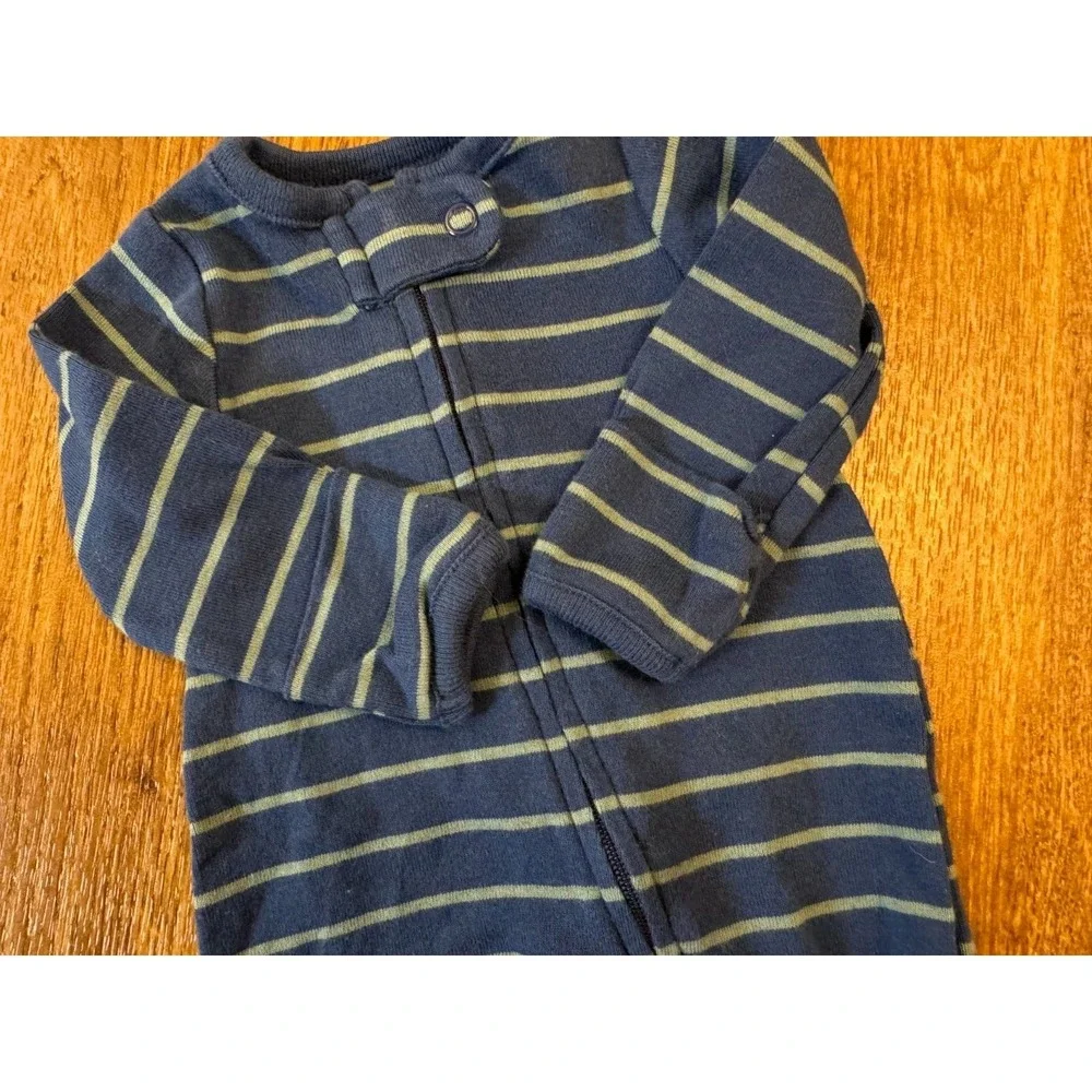 Carters Preemie Sleeper Baby Boy Striped Outfit Cotton Romper Blue Reborn Doll 2